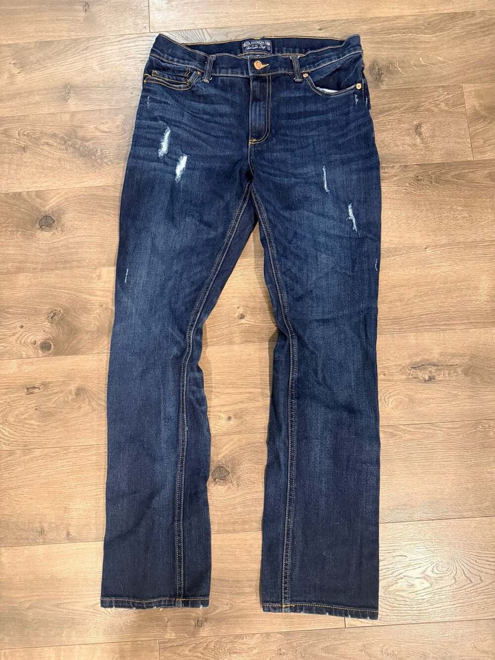 American Rag Men's Distressed Dark Wash Straight Leg Jeans